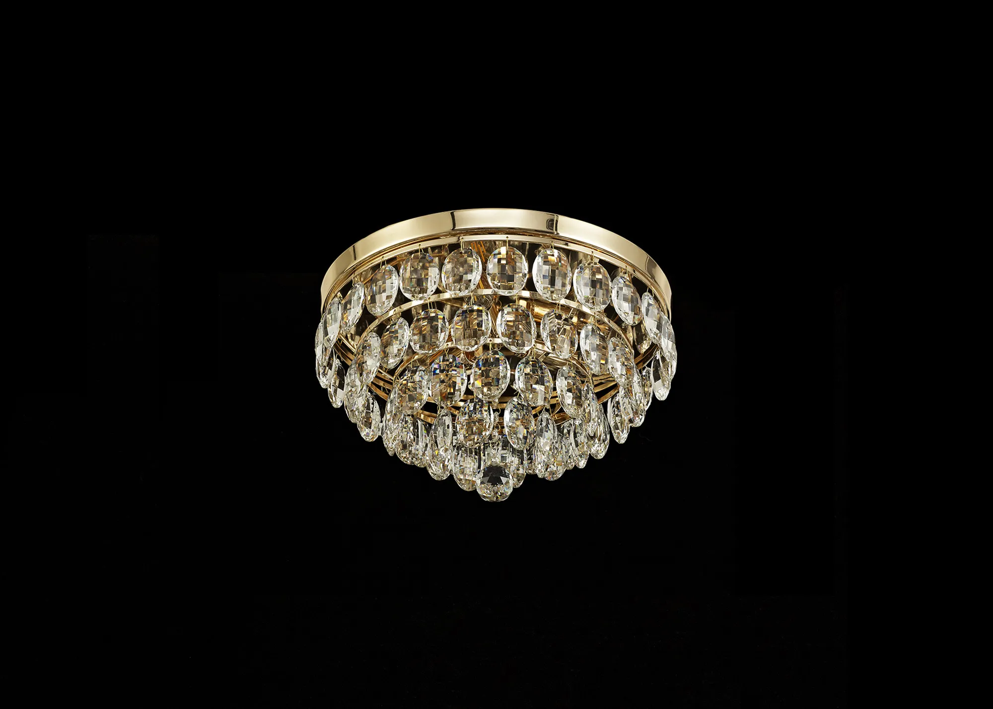 Coniston French Gold Crystal Ceiling Lights Diyas Flush Crystal Fittings